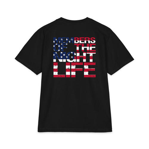 Members of the Night Life American Flag Graphic Tee